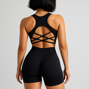Conjunto Cropped Aberto, Shorts Modelador